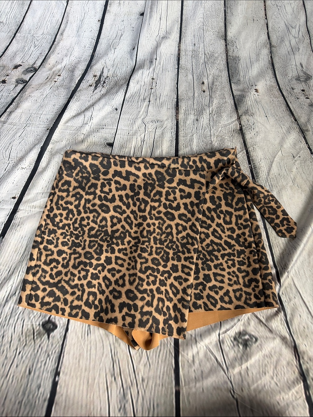 Leopard Print Women’s Shorts/skirt - Tan/Black